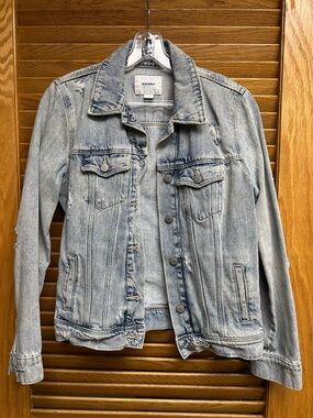Old Navy Distressed Light Wash Denim Jacket - Pale Blue